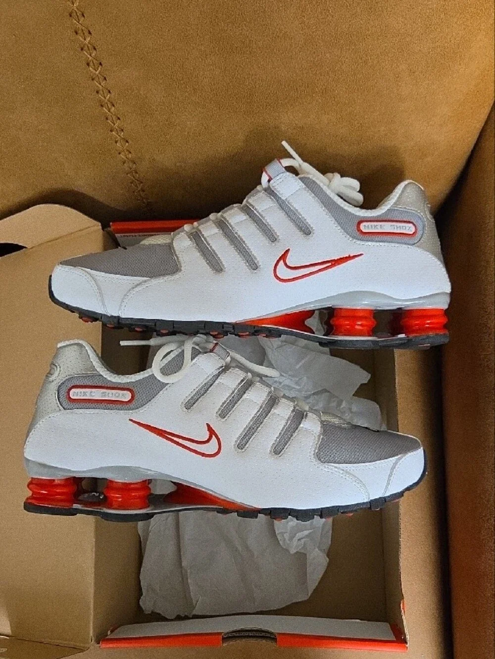 Nike Men’s White , Red and metallic SHOX Sneakers. Price Is Fair at $65